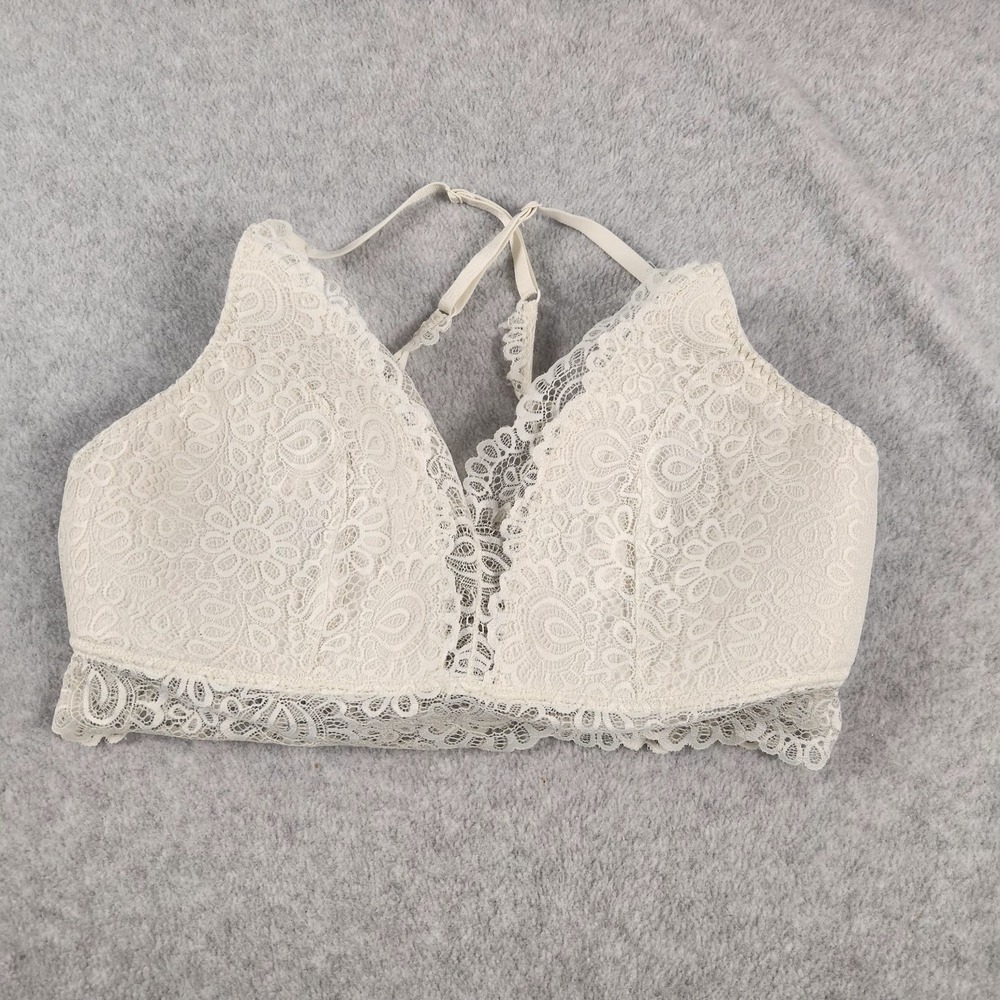 BKF Essentials Womens XL Ivory Lace Bralette Crop Top Padded Lined Adjustable... - Picture 3 of 7